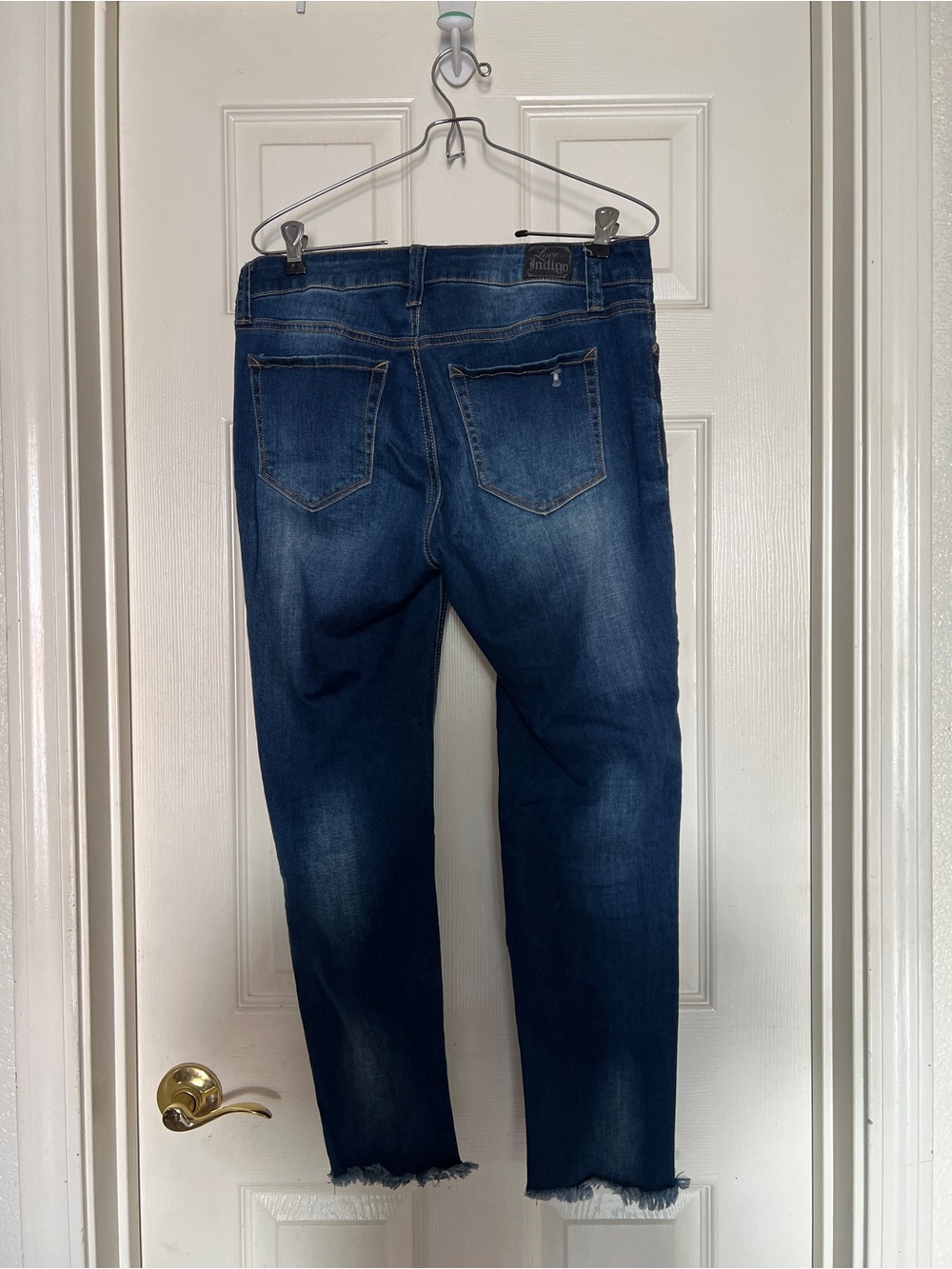 Love Indigo Dark Blue Distressed Straight Jeans - Picture 2 of 3